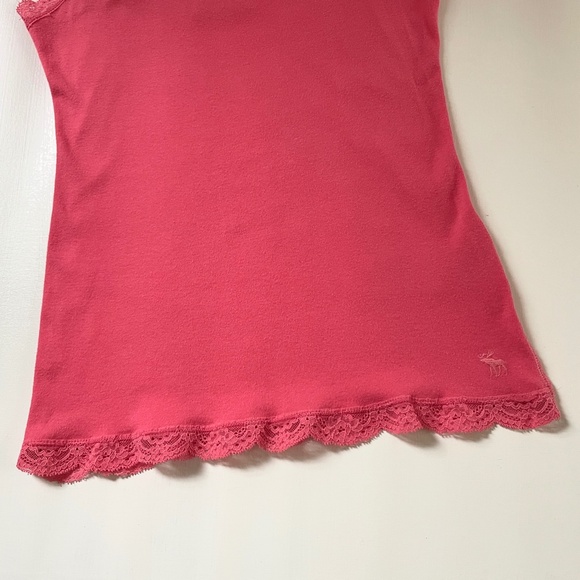 Y2K Abercrombie Fitch Lace Trim Fitted Women Large Tank Top Logo Indie Romantic - Picture 5 of 13